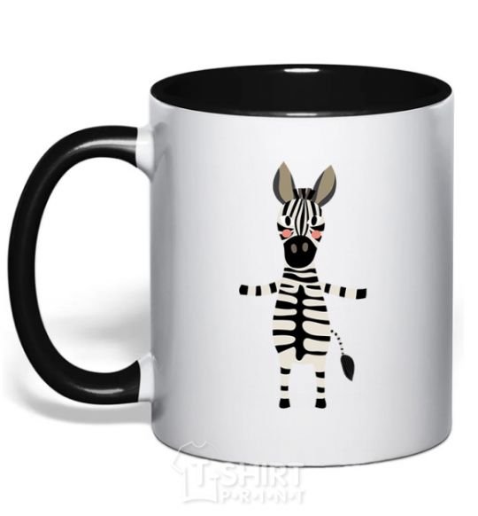 Mug with a colored handle Zebra hugs black фото