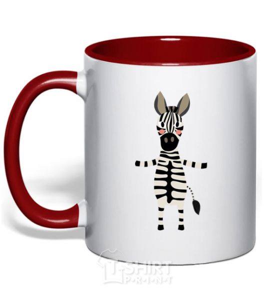 Mug with a colored handle Zebra hugs red фото