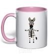 Mug with a colored handle Zebra hugs light-pink фото