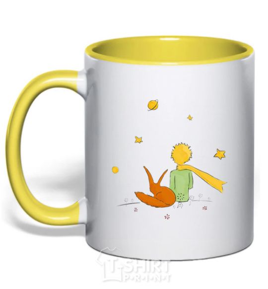 Mug with a colored handle The Little Prince yellow фото