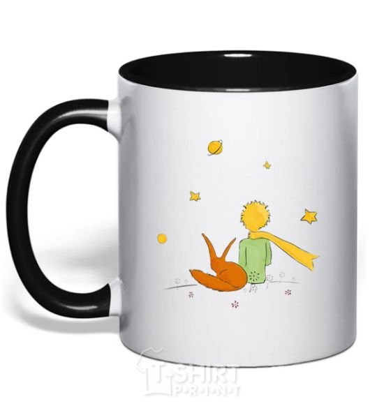 Mug with a colored handle The Little Prince black фото