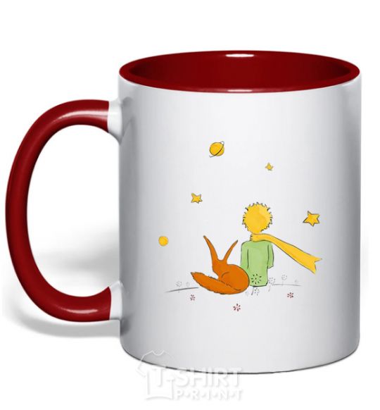 Mug with a colored handle The Little Prince red фото