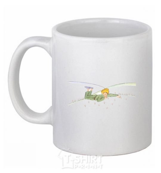 Ceramic mug The little prince is lying White фото