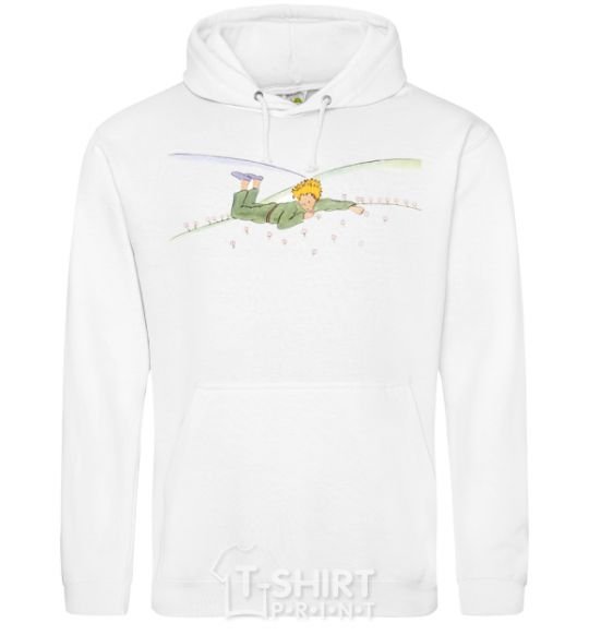 Men`s hoodie The little prince is lying White фото