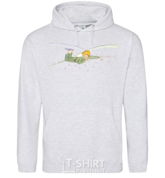 Men`s hoodie The little prince is lying sport-grey фото