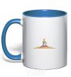 Mug with a colored handle The little prince is watering a flower royal-blue фото