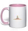 Mug with a colored handle The little prince is watering a flower light-pink фото