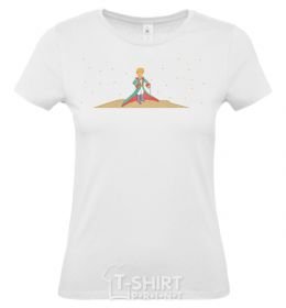 Women's T-shirt The little prince is watering a flower White фото