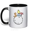 Mug with a colored handle The little prince sits back black фото