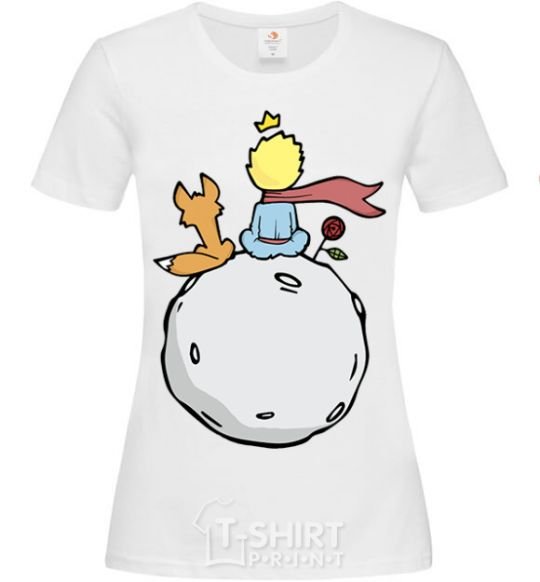 Women's T-shirt The little prince sits back White фото
