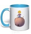 Mug with a colored handle The little prince with the sword sky-blue фото