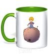 Mug with a colored handle The little prince with the sword kelly-green фото