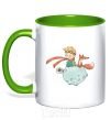 Mug with a colored handle The little prince and the fox kelly-green фото