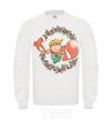 Sweatshirt The little prince and the fox in the flowers. White фото