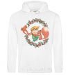 Men`s hoodie The little prince and the fox in the flowers. White фото