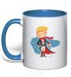 Mug with a colored handle Little prince red scarf royal-blue фото