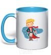 Mug with a colored handle Little prince red scarf sky-blue фото