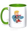 Mug with a colored handle Little prince red scarf kelly-green фото