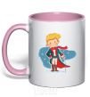 Mug with a colored handle Little prince red scarf light-pink фото