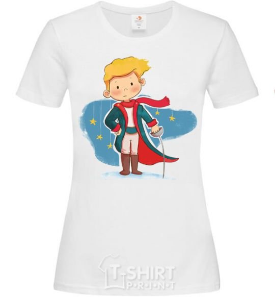 Women's T-shirt Little prince red scarf White фото