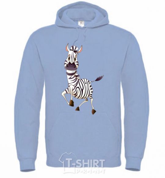 Men`s hoodie The zebra smiles sky-blue фото