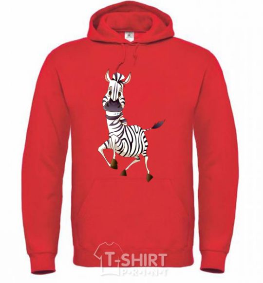 Men`s hoodie The zebra smiles bright-red фото