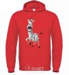 Men`s hoodie The zebra smiles bright-red фото