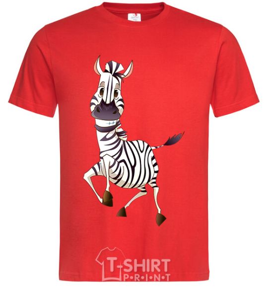 Men's T-Shirt The zebra smiles red фото