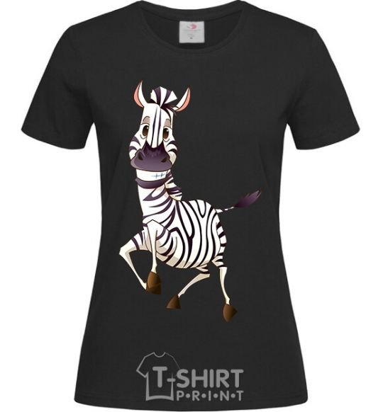 Women's T-shirt The zebra smiles black фото