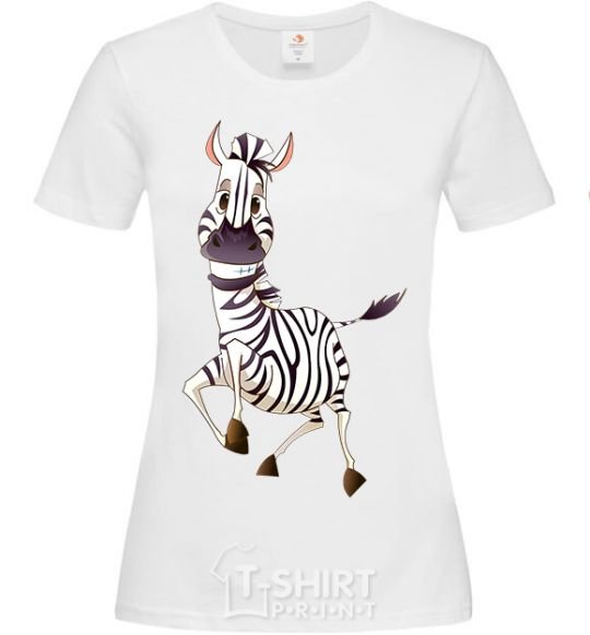 Women's T-shirt The zebra smiles White фото