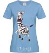 Women's T-shirt The zebra smiles sky-blue фото