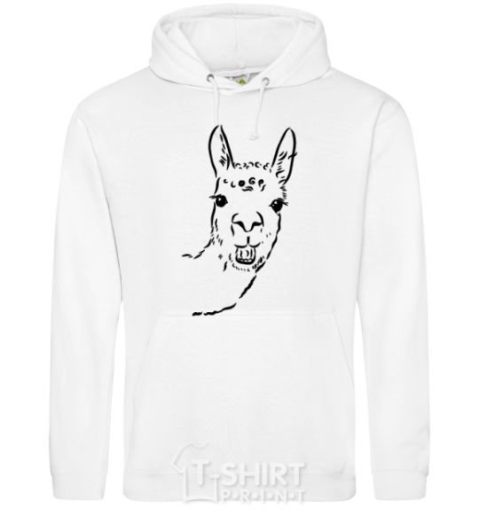 Men`s hoodie A llama's head White фото