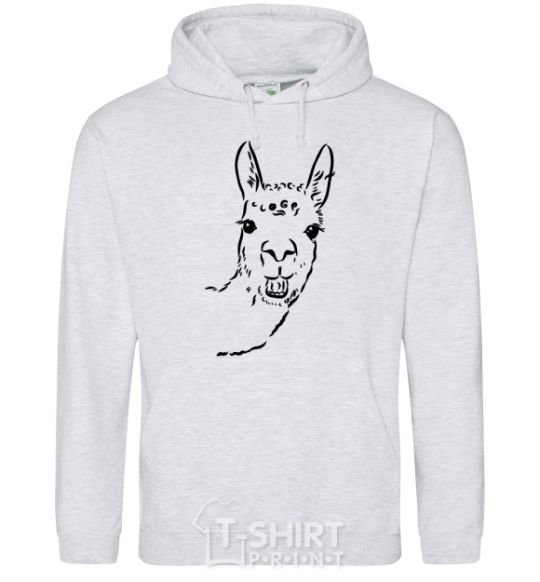 Men`s hoodie A llama's head sport-grey фото