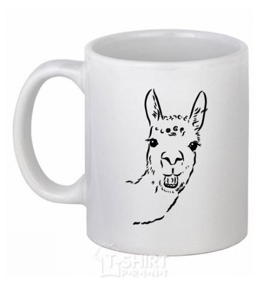 Ceramic mug A llama's head White фото