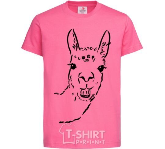 Детская футболка Голова ламы Ярко-розовый фото