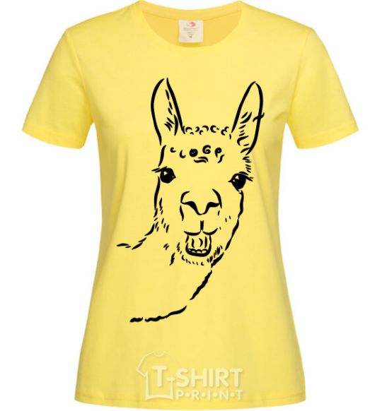 Women's T-shirt A llama's head cornsilk фото