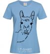 Women's T-shirt A llama's head sky-blue фото
