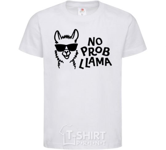 Kids T-shirt No probllama White фото