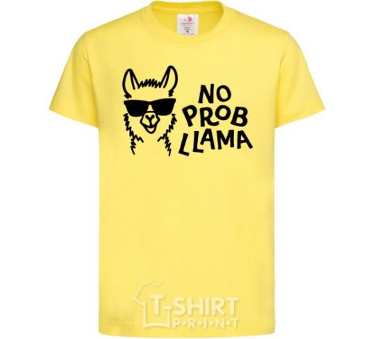 Kids T-shirt No probllama cornsilk фото