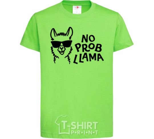 Kids T-shirt No probllama orchid-green фото