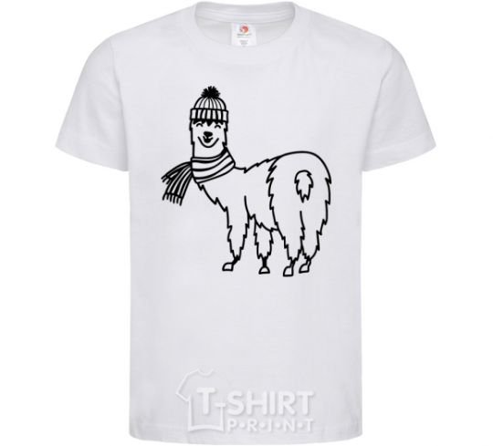 Kids T-shirt Лама в шапочке White фото