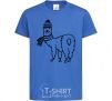 Kids T-shirt Лама в шапочке royal-blue фото
