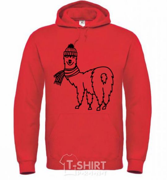 Men`s hoodie Лама в шапочке bright-red фото