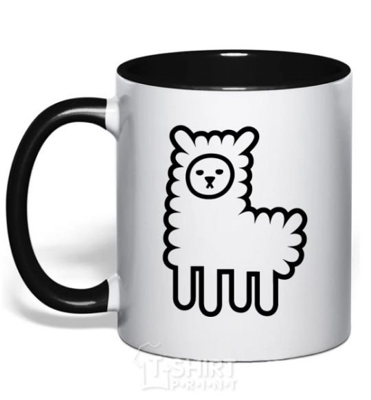 Mug with a colored handle Llama Curly black фото