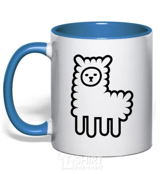 Mug with a colored handle Llama Curly royal-blue фото