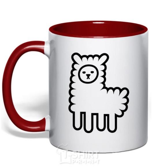 Mug with a colored handle Llama Curly red фото