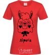 Женская футболка Alpaca hearts Красный фото