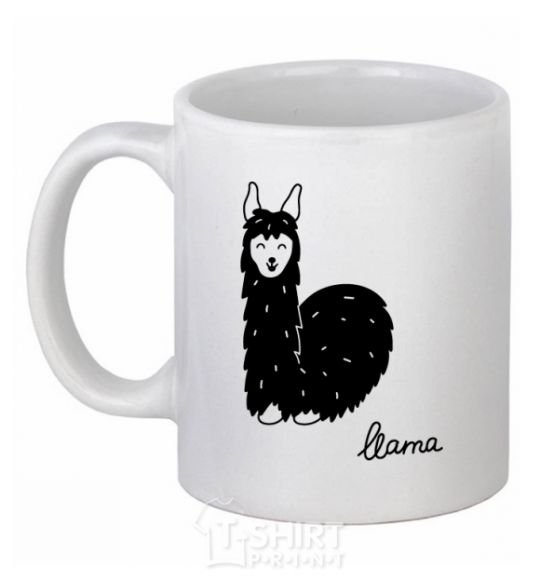 Ceramic mug Happy Llama White фото