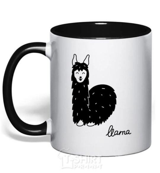 Чашка с цветной ручкой Happy Llama Черный фото