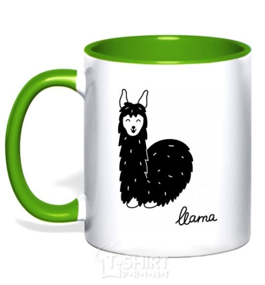 Чашка с цветной ручкой Happy Llama Зеленый фото